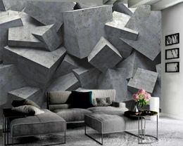 Modern Mural 3d Wallpaper Geometric Square Stone 3d Wallpaper Digital Printing HD Decorative Beautiful Wallpaper