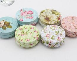100pcs Floral Pastoral Iron Decoration Box Bins Bins Cans Metal Round Coffee Tè Snacks Candy Stack Storage Container Decorbox RRB14390