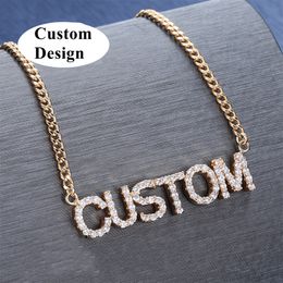 Hotsale Custom Name Letter Pendant Necklace Stainless Steel Gold Silver Bling Zirconia Men Pendant Jewelry for Men Women