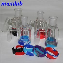 Hookah Glass Ash Catchers 14mm 18mm 45 90 Degrees With 7ml silicone jar container Ashcatcher For Hookahs Bongs Oil Rigs