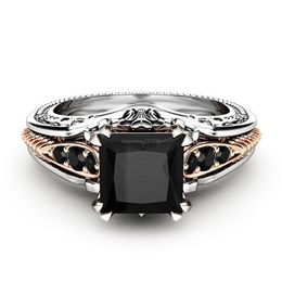 Black Cubic Zirconia Square diamond Rings Wedding Engagement Rings Women ring fashion Jewelry Will and Sandy Gift