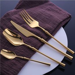 Stainless Steel Tableware Gold Cutlery Set Knife Spoon and Fork Set Dinnerware Korean Food Kitchen Accessories