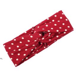 Boho Stretch Headbands for Women, Elastic Head Bands Wrap Wide Dots Floral Print Thick Cloth Criss Cross Knotted Twisted Hair Bands ZZF13881