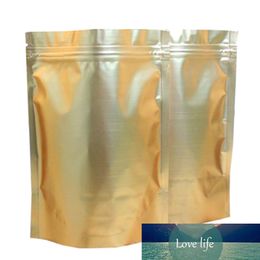 100Pcs Gold Aluminum Foil Stand Up Packaging Bags Self Seal Food Storage Doypack Reclosable Zipper Party Bags