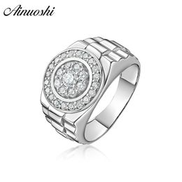 AINOUSHI Classic 925 Sterling Silver Wedding Engagement Men Rings Fashion Anniversary Party Male Silver Rings Jewellery anillo Y200107