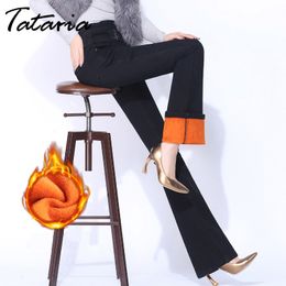 Tataria Winter Warm Jeans Women Thicken Fleece Skinny Harem Jeans for Women High Waist Elastic Denim Trousers Flares Pants 201105