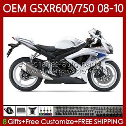 Injection Mould Fairings For SUZUKI GSXR-750 GSXR600 GSXR 600 750 CC K8 2008 2009 2010 88No.116 GSXR750 GSX-R600 White blue GSX-R750 600CC 750CC GSXR-600 08 09 10 Body