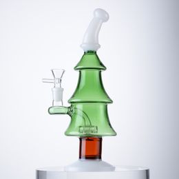 10 Inch Christmas Style Bongs Xmas Tree Hookahs Showerhead Perc Mini Small Oil Dab Rigs 5mm Thick Glass Bong 14mm Female Joint With Bowl