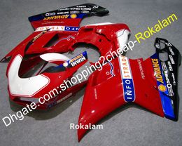 1198s ABS Customized Fairing Set For Ducati 1098 848 1198 2007 2008 2009 2010 2011 Red White Blue Motorcycle Cowling Kit (Injection molding)