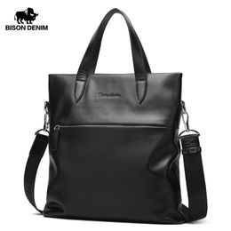 BISON DENIM Brand Genuine Leather Men Bag Casual Men's Shoulder Bag Business Male Cowskin Leather Crossbody Handbags N2408-2