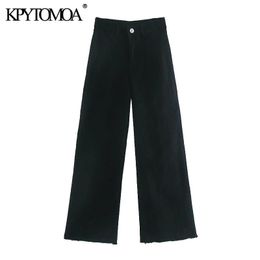 KPYTOMOA Women Fashion Pockets Frayed Tassel Straight Jeans Vintage High Waist Zipper Fly Denim Female Ankle Trousers Mujer 201105
