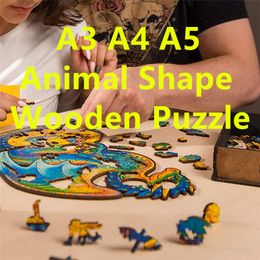 Wholesale Wooden Puzzle A3 A4 A5 Adullt Kid Educational Toy Unique Shape Jigsaw Pieces Creative Game Gifts for Children&Adults A12