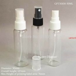 300 x 50ml Refillable Empty Transparent clear glass perfume bottle with white black Mist sprayerfree shipping by