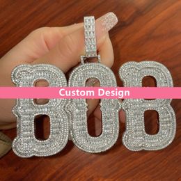 New Fashion Gold Plated Full Bling CZ Ice Out Custom Name Letters Pendant Necklace With Free 3mm 24inch Rope Chain Nice Jewelry Gift