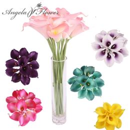 HI-Q 11PCS Artificial decorative flowers PU Real Touch 15 Colours Mini Calla Lily Wedding party HOME table Christmas decor Y201020