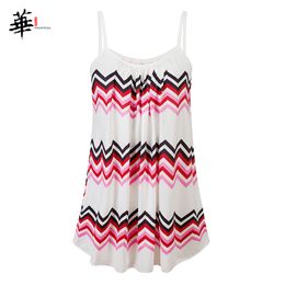 Oriental Enjoy Plus Size 6XL Women Summer Printed Casual Camisoles Pleated Big-swing 25 Variants Sexy Tops Womens Tank Top Y200701