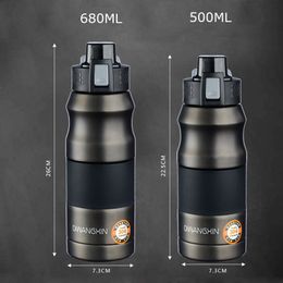500/680ML Double Stainless Steel Water thermos Bottle Sports Shaker Thermal Cup Coffee Tea Milk Travel Drink Mug Cycling Flasks LJ201218