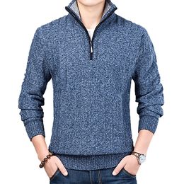 New Winter Men's Sweater Casual Pullover Mens Warm Sweaters Man Slim Stand Collar Knitted Pullovers Male Coats Half Zip Sweater 201123