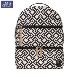 LAND Mummy Diaper bag Geometric Pattern backpack fashion Mommy Nappy bags convenient travel use for baby large Capacity MPB42 LJ201013