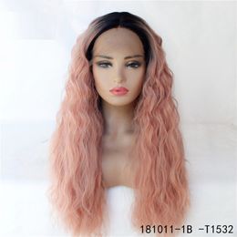 Ombre Colour Synthetic Remy Hair Lace Front Wig HD Transparent Lace Frontal Simulation Human Hair Wigs 181011-1B-T1532