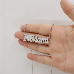 Love mama Necklace Stainless Steel Gold chains heart pendant necklaces for women girls mother day fashion jewelry will and sandy gift