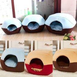 Winter Leopard Dog Puppy Sofa Cushion Pet House Foldable Bed with Mat Soft House Kennel Nest Dog Cat Bed for Small Medium Dogs 201130