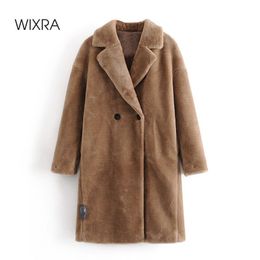 Wixra Womens Coat Ladies Faux Mink Fur Outwear Long Jacket Loose Street Style Warm Overcoat Autumn Winter 201124