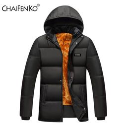 CHAIFENKO Men's Winter Fleece Warm Casual Jacket Parkas Men Windproof Thick Hooded Brand Coat Men Fashion Black Retro Men Parkas 201023