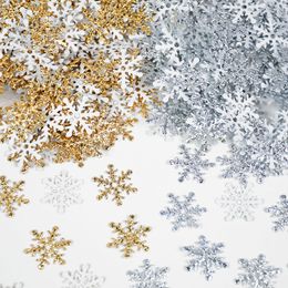 270pcs 2cm Gold Silver Snowflake Confetti Christmas Decoration For Home Artificial Snow Xmas New Year Party Decor Table Ornament