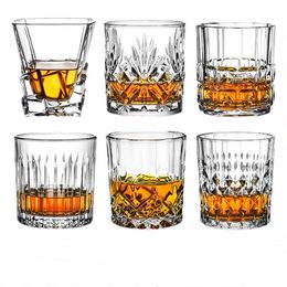 Wine Glasses Vodka Cup Barware Old Fashion 300ml Engraved Diamond Crystal Whiskey Glass Tumbler Hotel Restaurant Water Glasses LJ200821