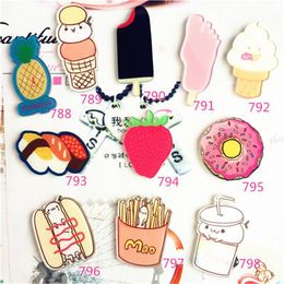 Pins, Brooches Wholesale- 1pc Harajuku Cute Acrylic Sushi Donuts Cherry Brooch Pin Women Girls Badge Scarf Collar Bag Broche Souvenir Gifts