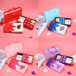 Valentines Day Gifts Open Window Bear Rose Gift Box Jewelry Boxes Gift Packing Box Party FavorXD24270