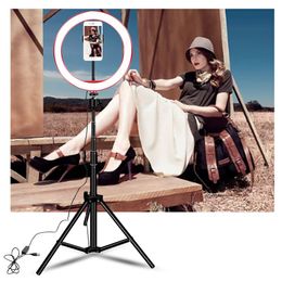 LED Selfie Ring Light 10inch Tripod Ringlight Extendable Stand 165cm Photo Light for Makeup Live Streaming Youtube Video Lamp