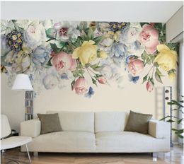 3D three-dimensional Wallpapers modern simple garden flower TV background living room film and television wallpaper self adhesive mural