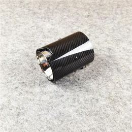 1 PCS Glossy Carbon Fiber Exhasut Muffler Tip Car Auto Silver Stainless Steel Trim Tail For M2 M3 M4