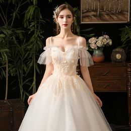 2022 new bride one-shoulder tube top wedding dress large size is thin and simple light plus size wed dresses