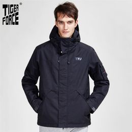 TIGER FORCE new arriva spring autumn sport jacket with hood casual men jackets and coat a zipper warm Men's Parka 50612 201217