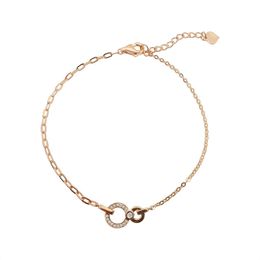 Fashion Connect Double Circle Bracelet Solid 18K Real Gold Diamond Jewellery Bracelet