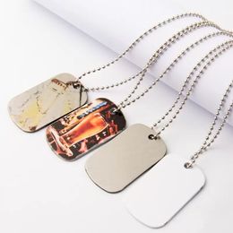 Sublimation European and American Blank Heat Transfer Pendant Party Favour Men's Necklace Stainless Steel Silver Dog Tag Pendant Necklace Xu 0228