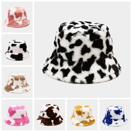 Faux Fur Fishman Cap Ladies Vintage Cow Grain Autumn Winter Thicken Warm Flat Hat Outdoor All Matched Soft Bucket Hats RRA3904