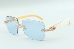 style natural white buffalo horns temples sunglasses 3524020, cutting lens endless diamonds glasses, size: 58-18-140mm