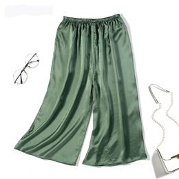 Women's 100% Pure Silk Elastic Waist Capri Pants Trousers Multi Colors one size JN136 201012