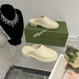 luxury brand designer Women platform perforated sandals slippers made of transparent materials fashionable sunny beach Thick or Thin 969
