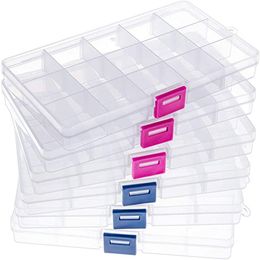 15 Grids Home Storage Box Empty Storage Container Box Clear Case for Jewelry Earring Holder Organizer Boxes