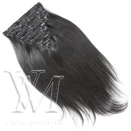 VMAE Wholesale Straight No Shedding Malaysian Brazilian Indian Human Hair Natural Color Virgin 160g Hair Double Drawn Clip In Extensions