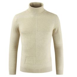 Winter Men's Turtleneck Sweaters Solid Jacquard Long Sleeve Pullover Comfy Casual Knitted Woolen Warm Clothing LJ200919
