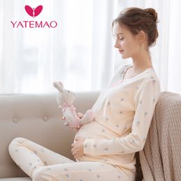 YATEMAO Maternity Nursing Tops Women Pregnancy Clothes Maternity Clothing Breastfeeding Top Long Sleeve Without Pant LJ201114