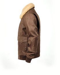 Lapel neck khaki flight leather jackets G1 air force flying jackets genuine leather jackets