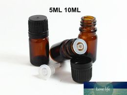 100pcs 5ml 10ml Amber Glass Bottles with Dropper Essential oil Aromatherapy Cosmetic Containers Glass Bottle with Plastic Cap