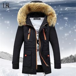 Thicken Men's Winter Faux Fur Collar Long Thick Parkas Jacket Men Outwear Hooded Windbreaker Male Outdoor -30 Degree Snow Jacket 201218